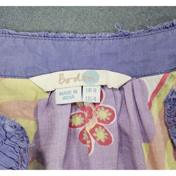 BODEN Womens Swim Cover Size 4 Jeweled‎ Tunic Floral Retro Sleeves Purple Blue - Picture 3 of 8
